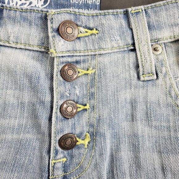 Mossimo Womens Shorts Size 4 Low Rise Boyfriend Light Wash Button Fly Distressed - Picture 5 of 9